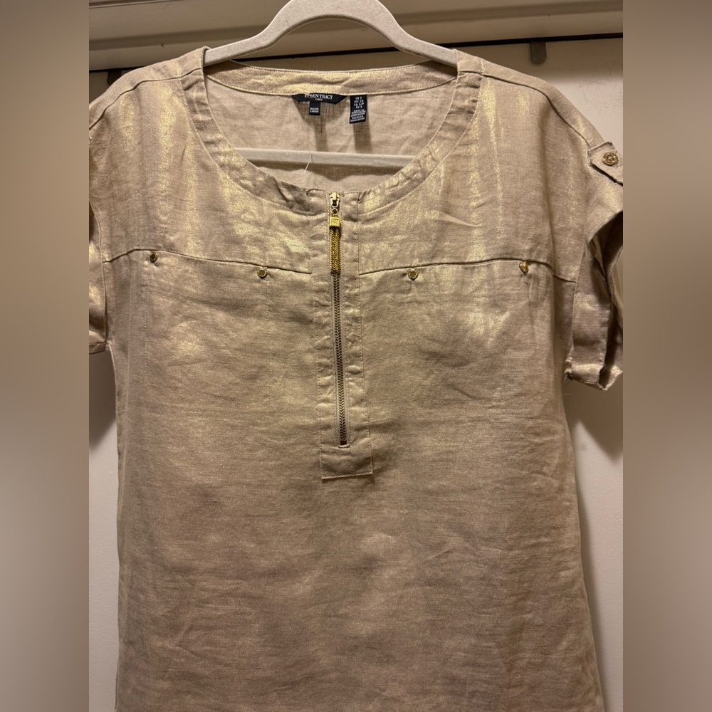 Ellen Tracy Gold Short Sleeve Women's Top Size S - Picture 9 of 15